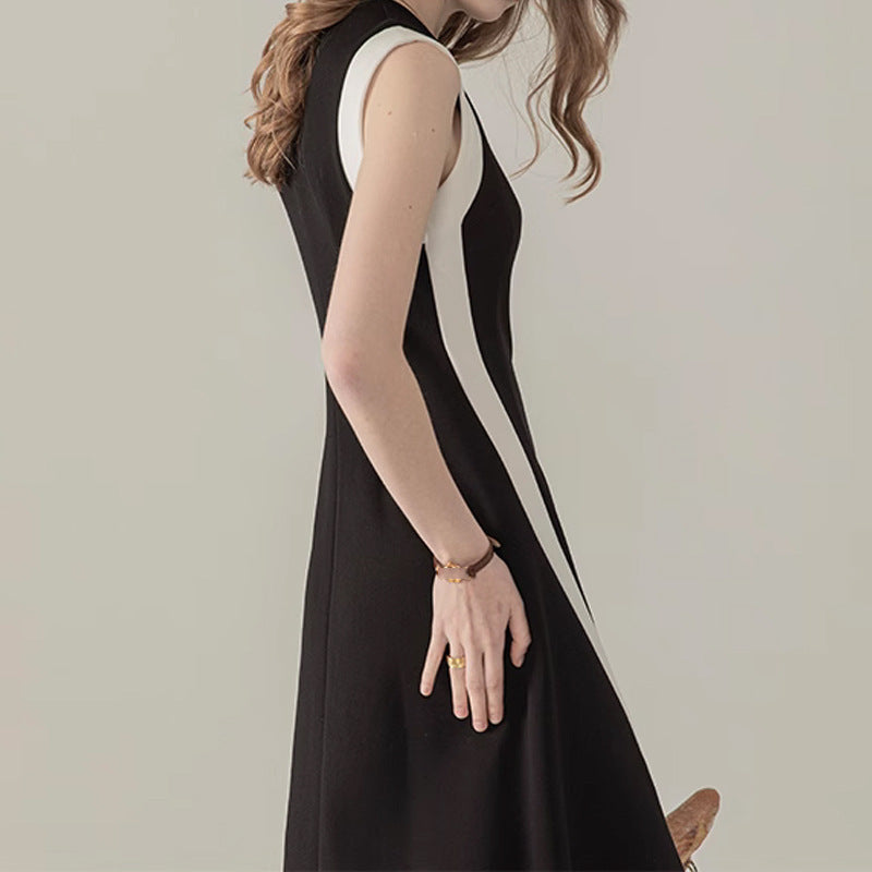Black Panel Sleeveless Dress For Women Mohsin Aziz