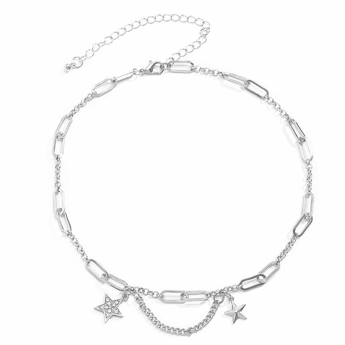 Short Diamond-studded Five-pointed Star Necklace Sweet Cool And Minimalist Style For Women