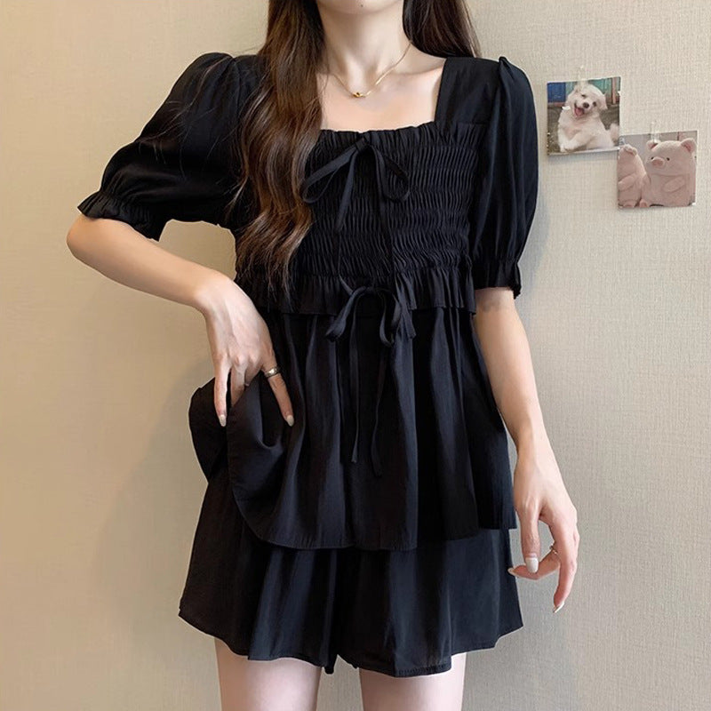 Elastic Waist Shirt And Shorts Casual Two-piece Set