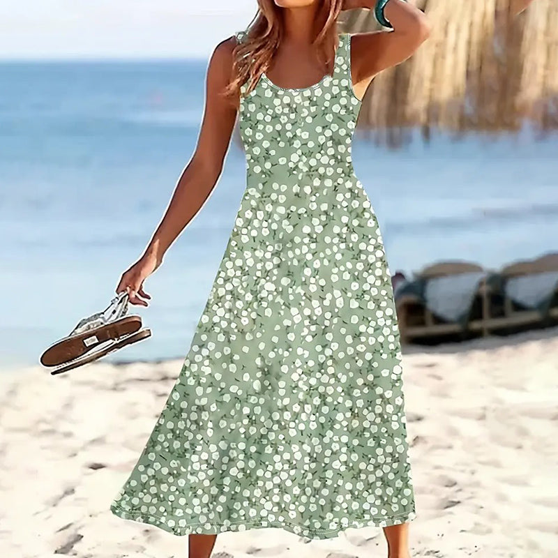 Women Floral Summer Maxi Dress Casual Beach Printed Sleeveless Boho Flowy Tank Sundress Mohsin Aziz