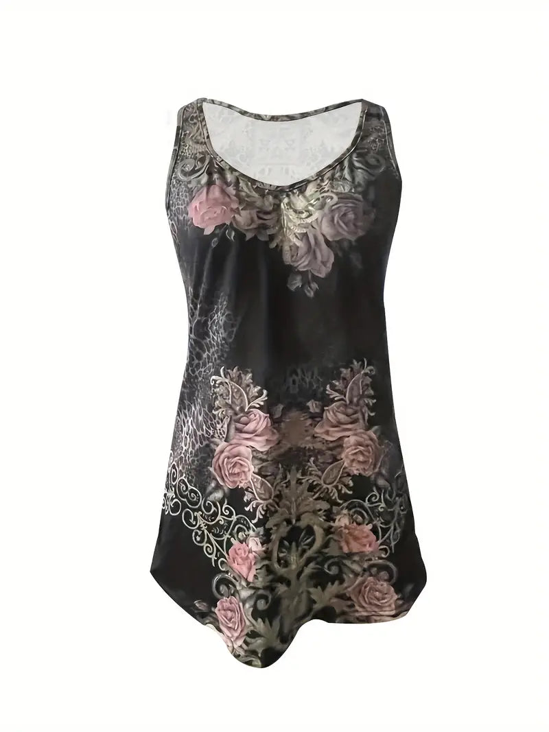Summer New Casual Sleeveless Top Floral Print Fashion Tank Mohsin Aziz