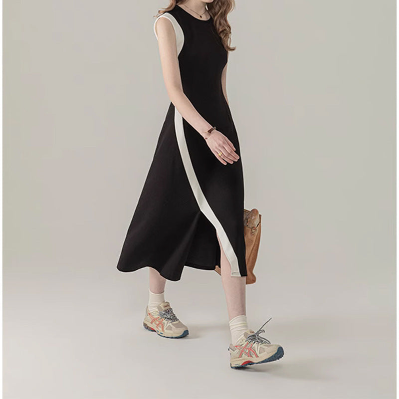 Black Panel Sleeveless Dress For Women Mohsin Aziz