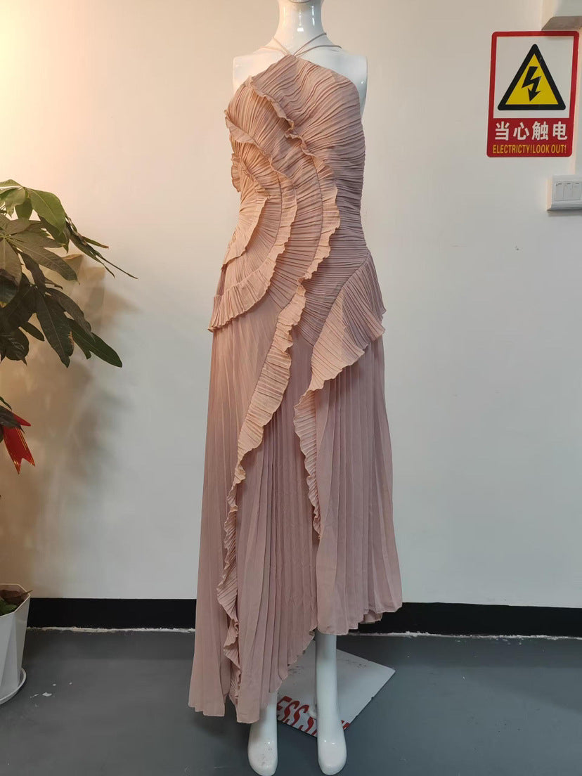 Womens New Fashion Strapless Sexy Backless Slit Tassel Elegant Dress