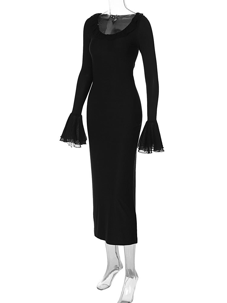 All-matching Scoop Petal Long Sleeve Dress High Waist Mohsin Aziz