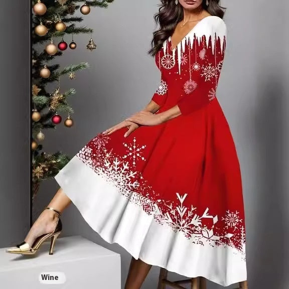 Long Sleeve Dress V-neck Plus Size Women's Clothing Mohsin Aziz