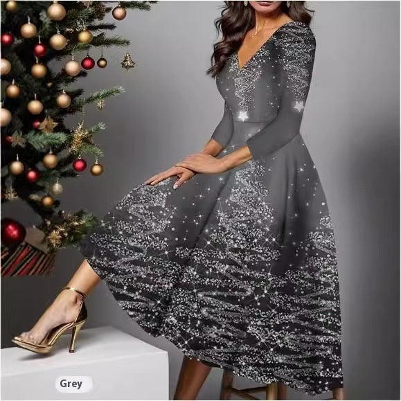 Long Sleeve Dress V-neck Plus Size Women's Clothing Mohsin Aziz