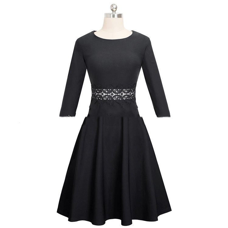 Dress Slim Fit Slimming Round Neck Sleeve Mohsin Aziz