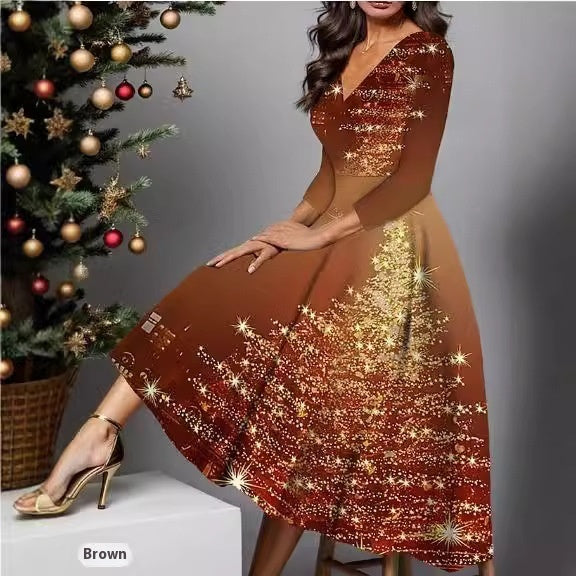 Long Sleeve Dress V-neck Plus Size Women's Clothing Mohsin Aziz