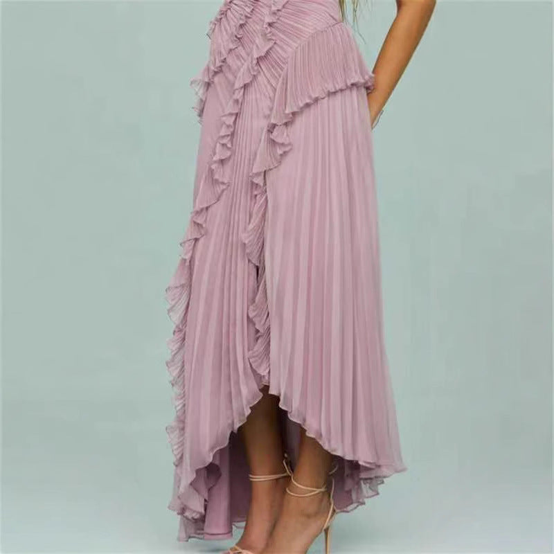 Womens New Fashion Strapless Sexy Backless Slit Tassel Elegant Dress