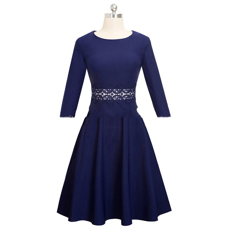 Dress Slim Fit Slimming Round Neck Sleeve Mohsin Aziz