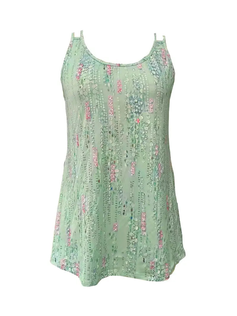 Summer Casual Sleeveless Top Printed Double Shoulder Strap Women's Stylish Camisole. Mohsin Aziz