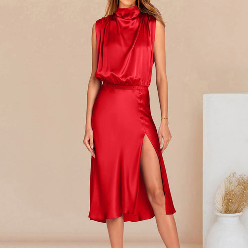 Backless Lace-up Dress With A Slit Hem Mohsin Aziz