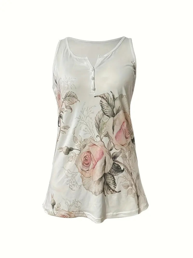 New Sleeveless Fashion Print Vest Button-down Top For Summer Mohsin Aziz