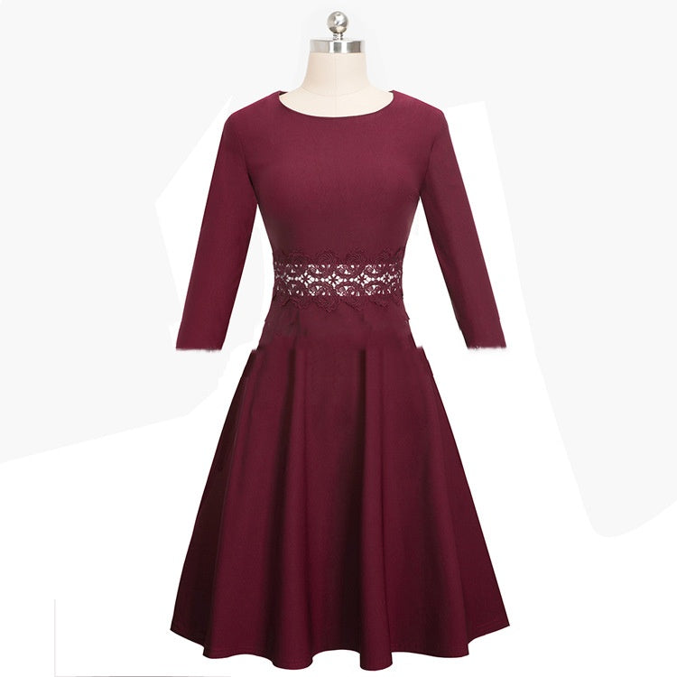 Dress Slim Fit Slimming Round Neck Sleeve Mohsin Aziz