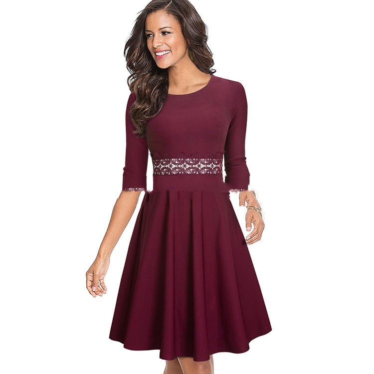 Dress Slim Fit Slimming Round Neck Sleeve Mohsin Aziz