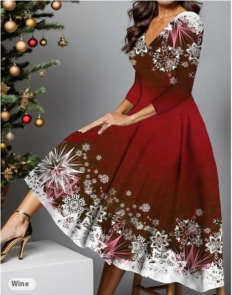 Long Sleeve Dress V-neck Plus Size Women's Clothing Mohsin Aziz