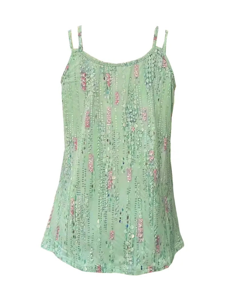Summer Casual Sleeveless Top Printed Double Shoulder Strap Women's Stylish Camisole. Mohsin Aziz