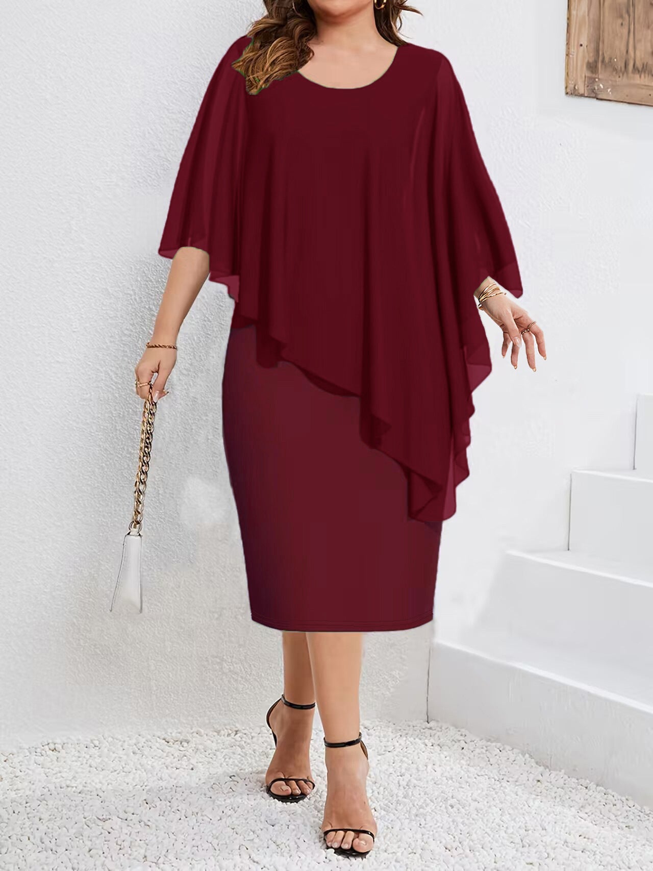 European And American Solid Color Sleeveless Chiffon Shawl Hip Fashion Dress Mohsin Aziz