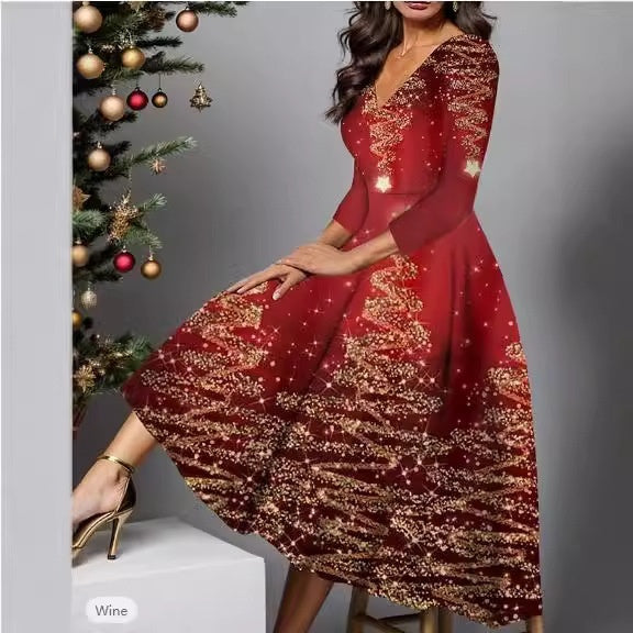 Long Sleeve Dress V-neck Plus Size Women's Clothing Mohsin Aziz