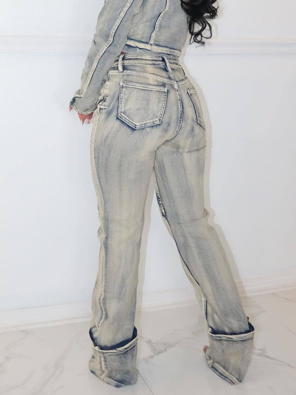New Fashionable And Sexy Women's High Elasticity Washed Zipper Denim Pants Mohsin Aziz