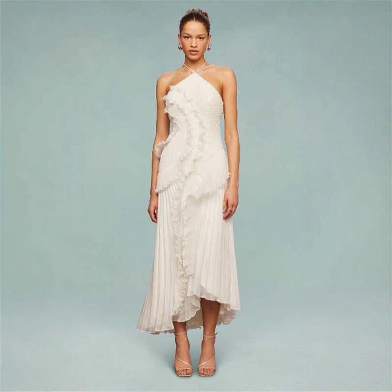 Womens New Fashion Strapless Sexy Backless Slit Tassel Elegant Dress