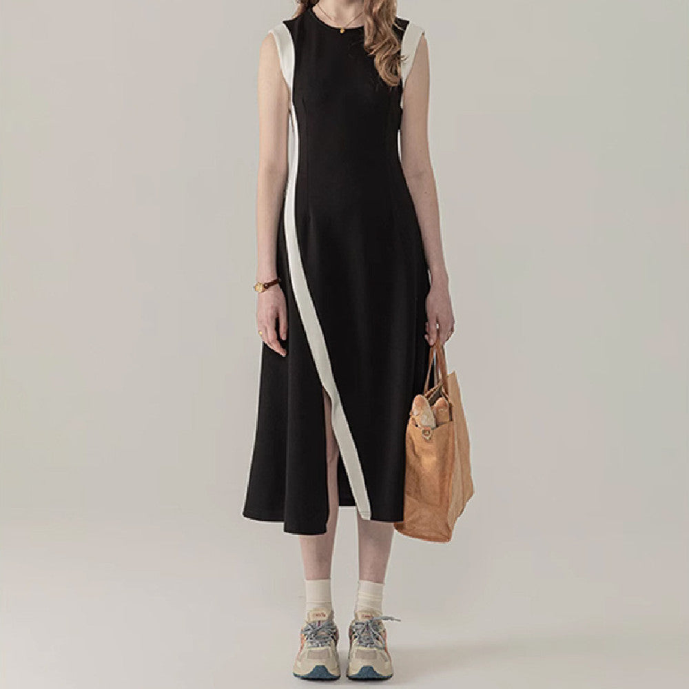 Black Panel Sleeveless Dress For Women Mohsin Aziz