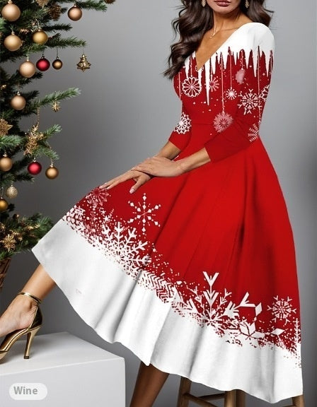 Long Sleeve Dress V-neck Plus Size Women's Clothing Mohsin Aziz