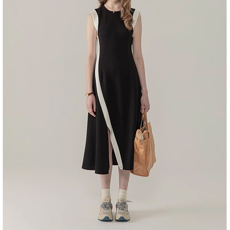 Black Panel Sleeveless Dress For Women Mohsin Aziz